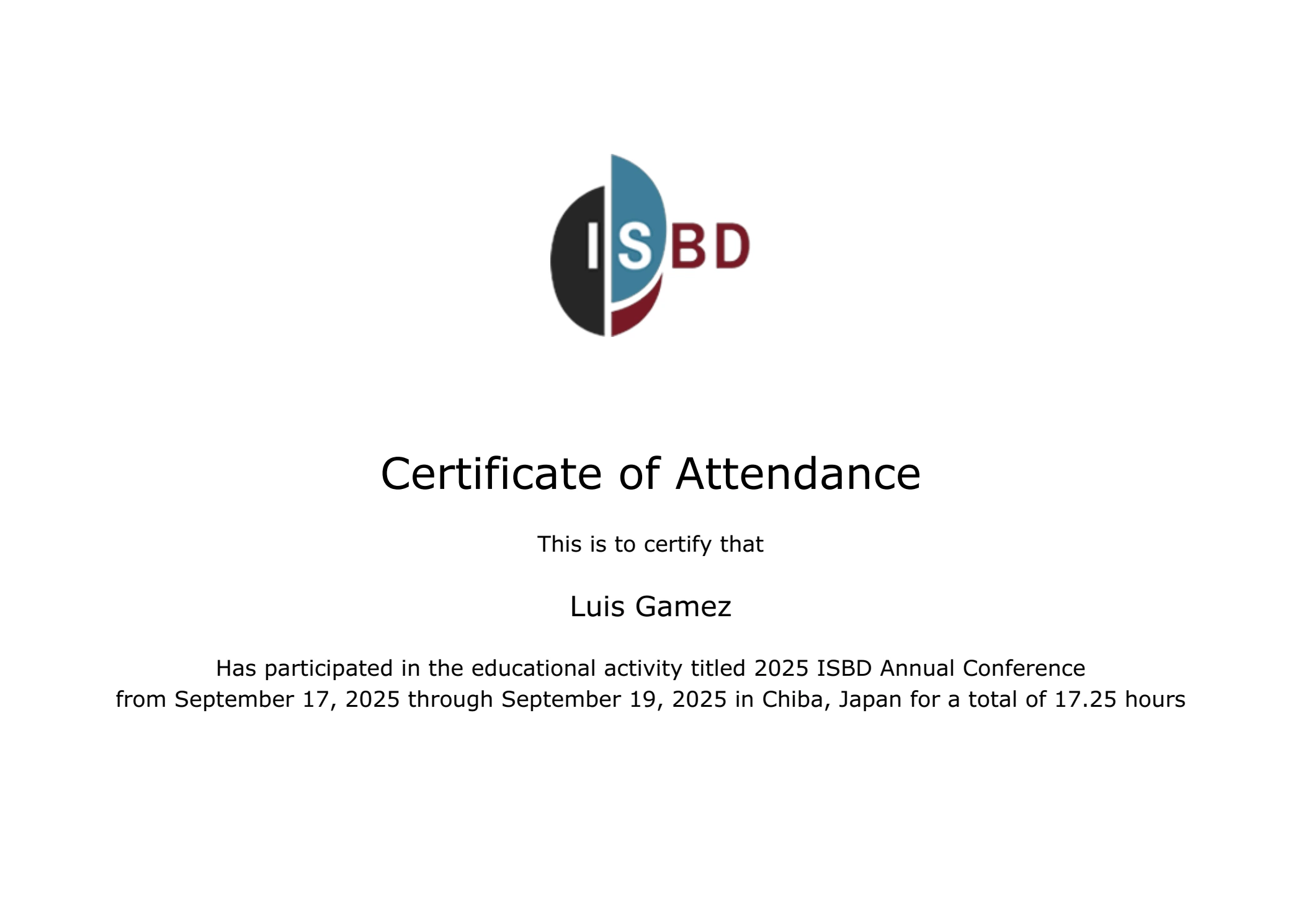 ISBD Annual Conference · 2025